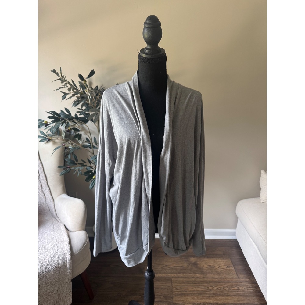 Life is Good Womens Relaxed Fit Open Front Cardigan Heather Gray Large L